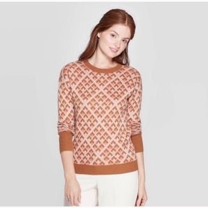 A New Day Rust / Blush Geometric Sweater NWT